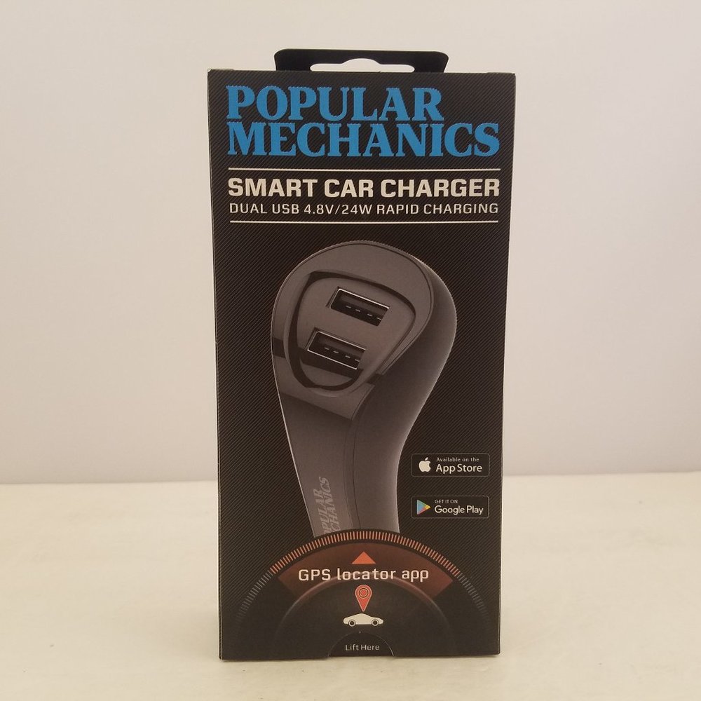 Smart Car Charger Dual USB by Popular Mechanics Rapid Charge Locate App